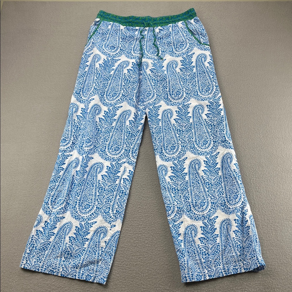 Tommy Bahama Cotton Paisley Lounge Pajama Pants Blue White Resort Cruise Small